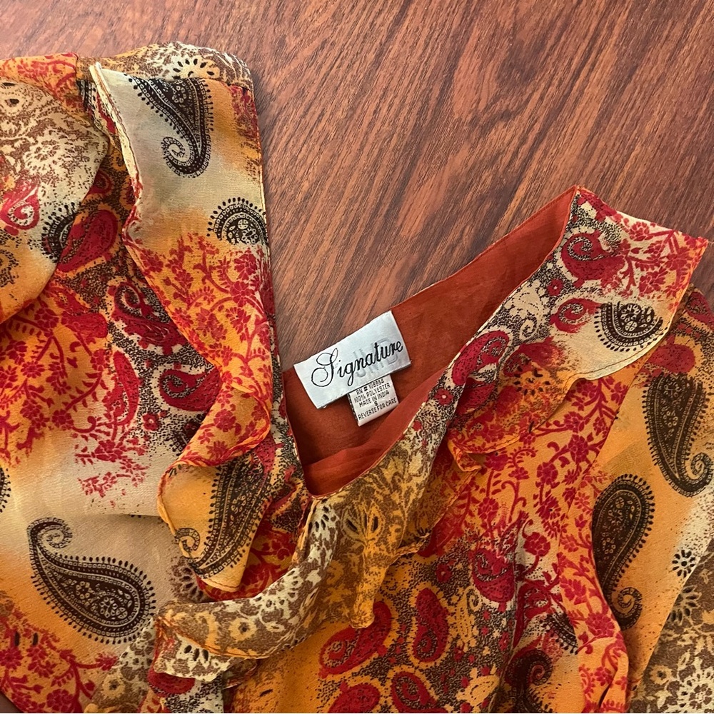 Vintage Y2K Paisley Chiffon Midi Dress